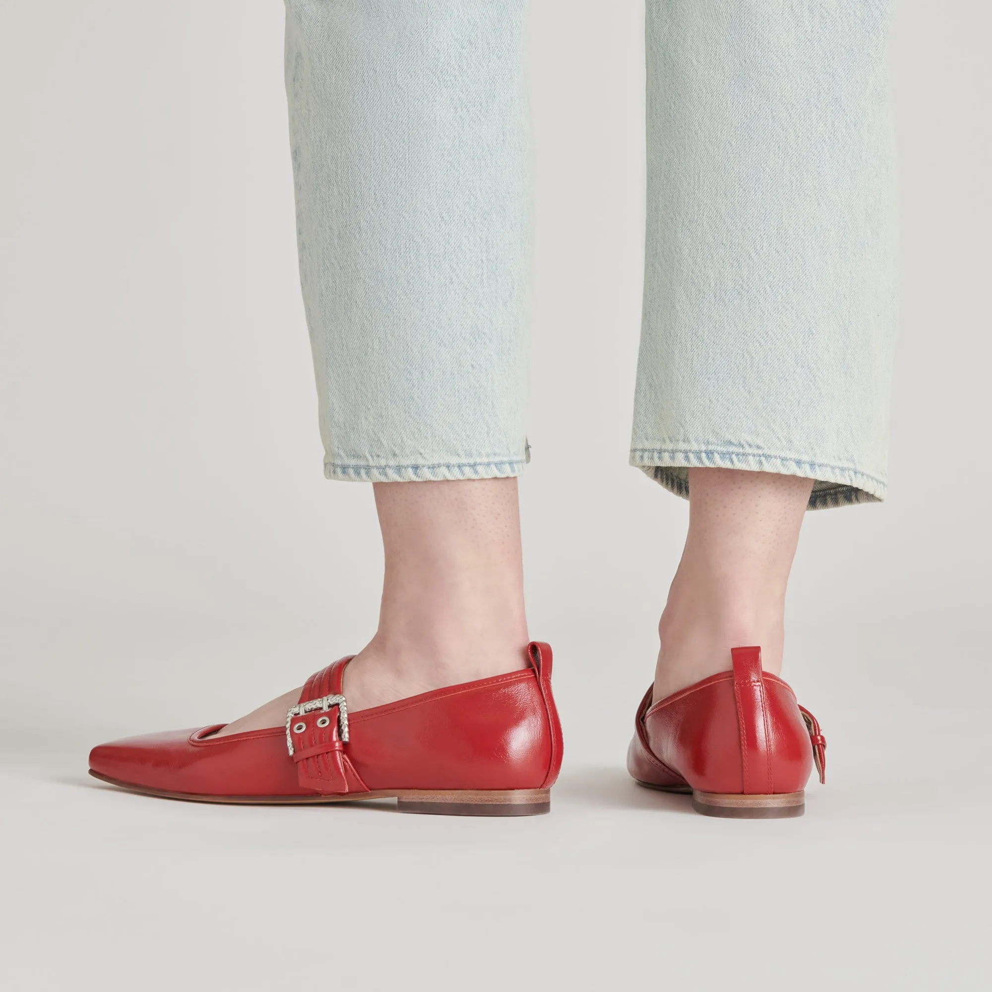 ARORA BALLET FLATS RED CRINKLE PATENT