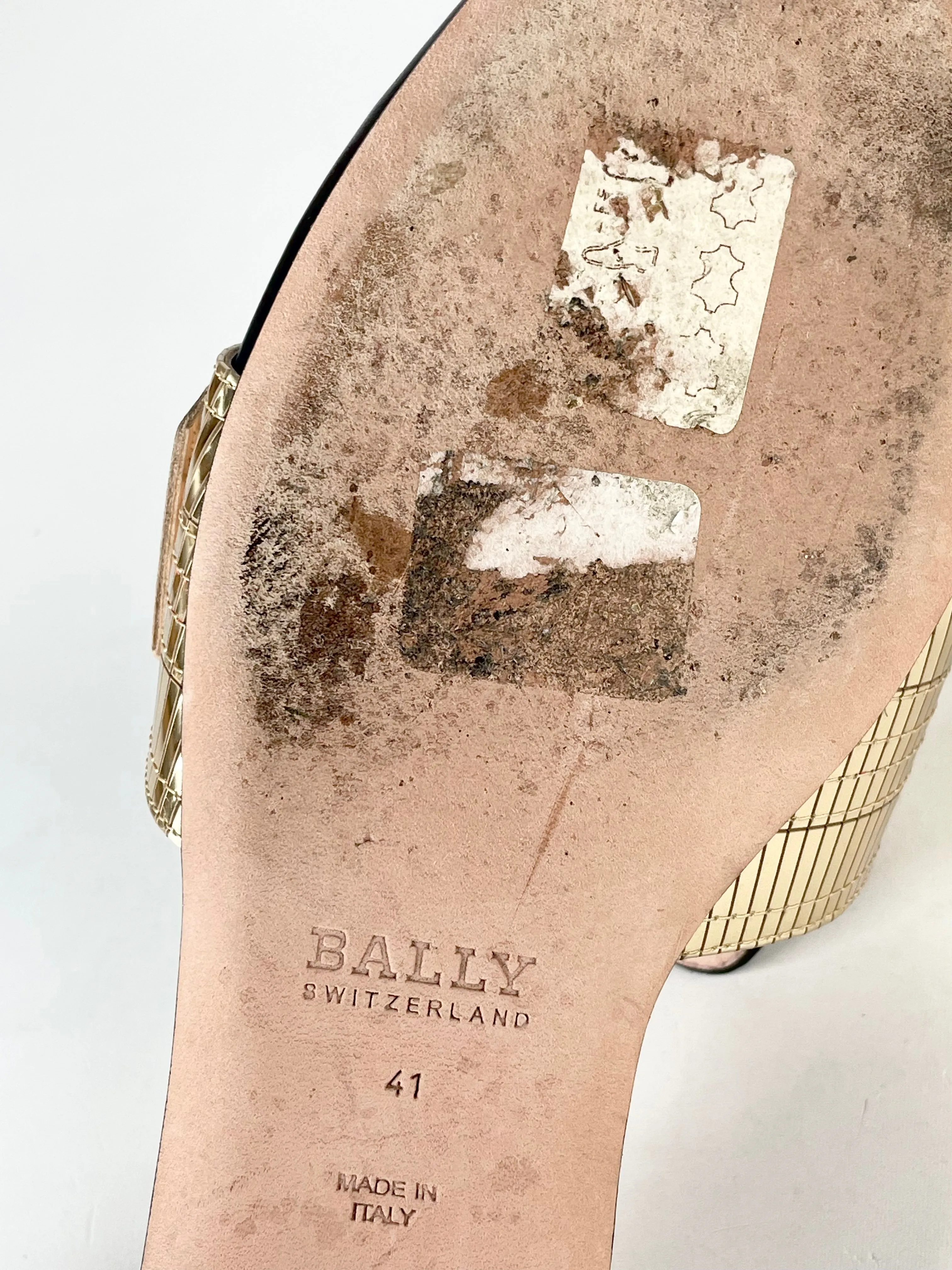 Bally Black & Gold Hamelin Leather Mules - EU41