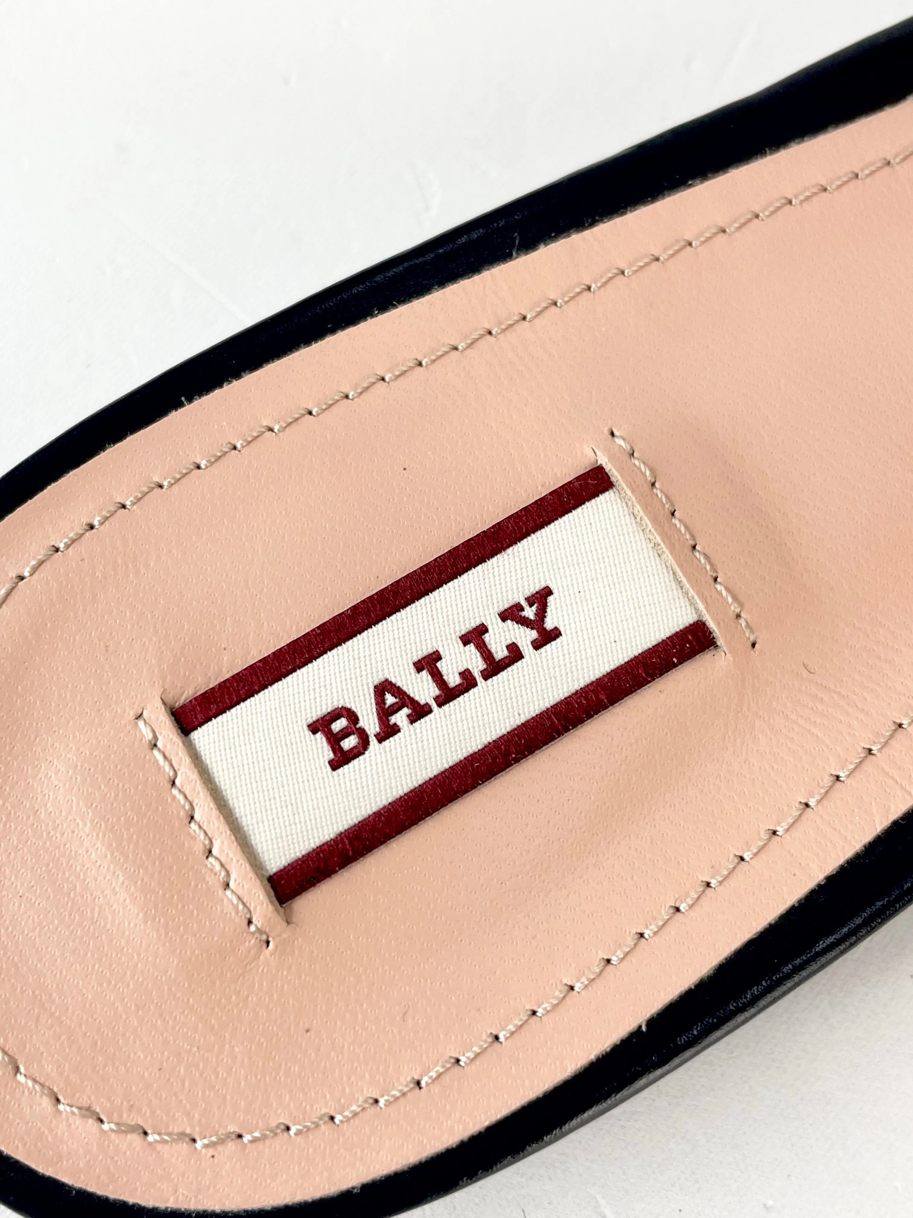 Bally Black & Gold Hamelin Leather Mules - EU41