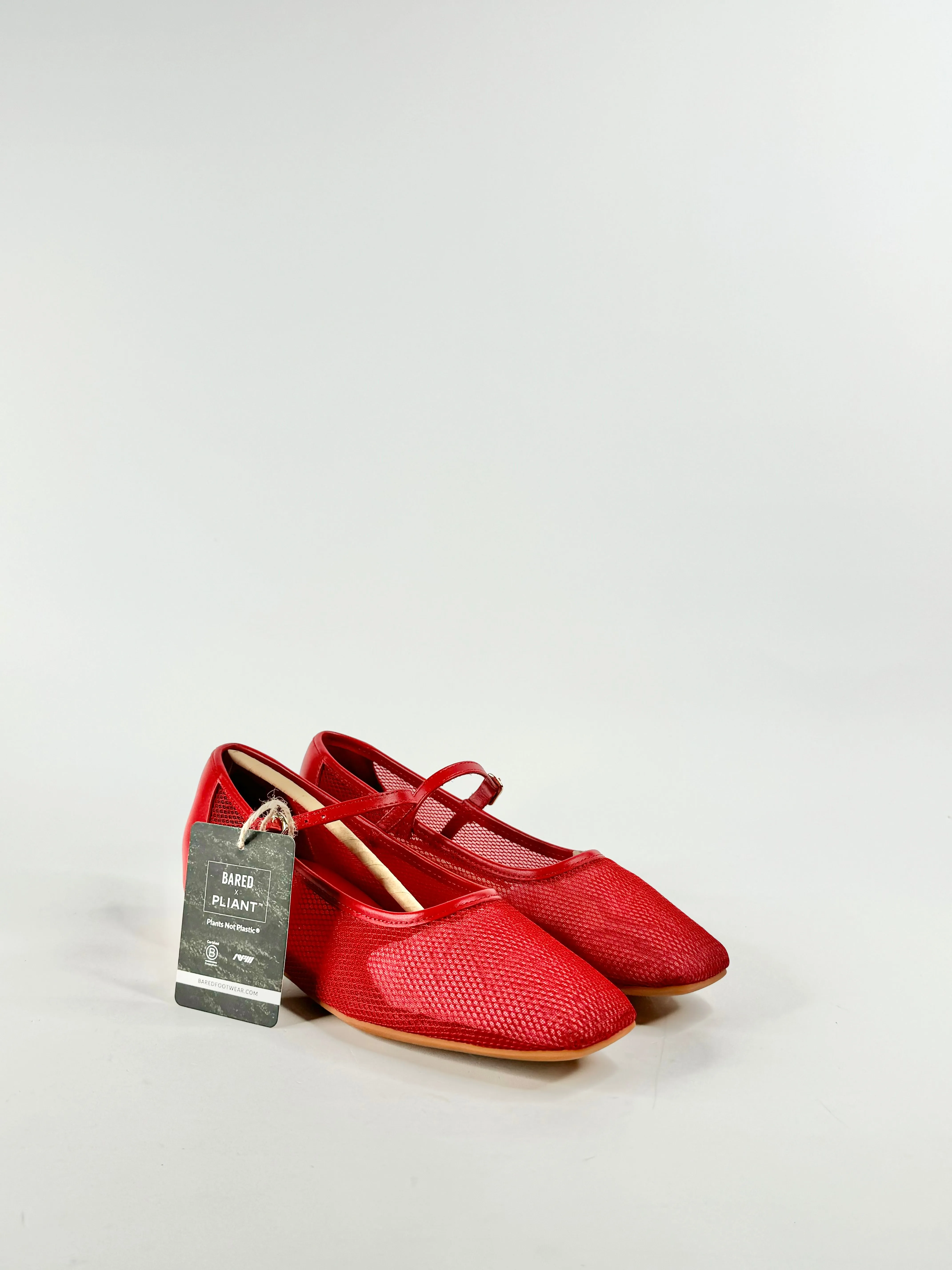 Bared 'Surfbird' Lipstick Red Mesh Ballet Flats NWT- EU38