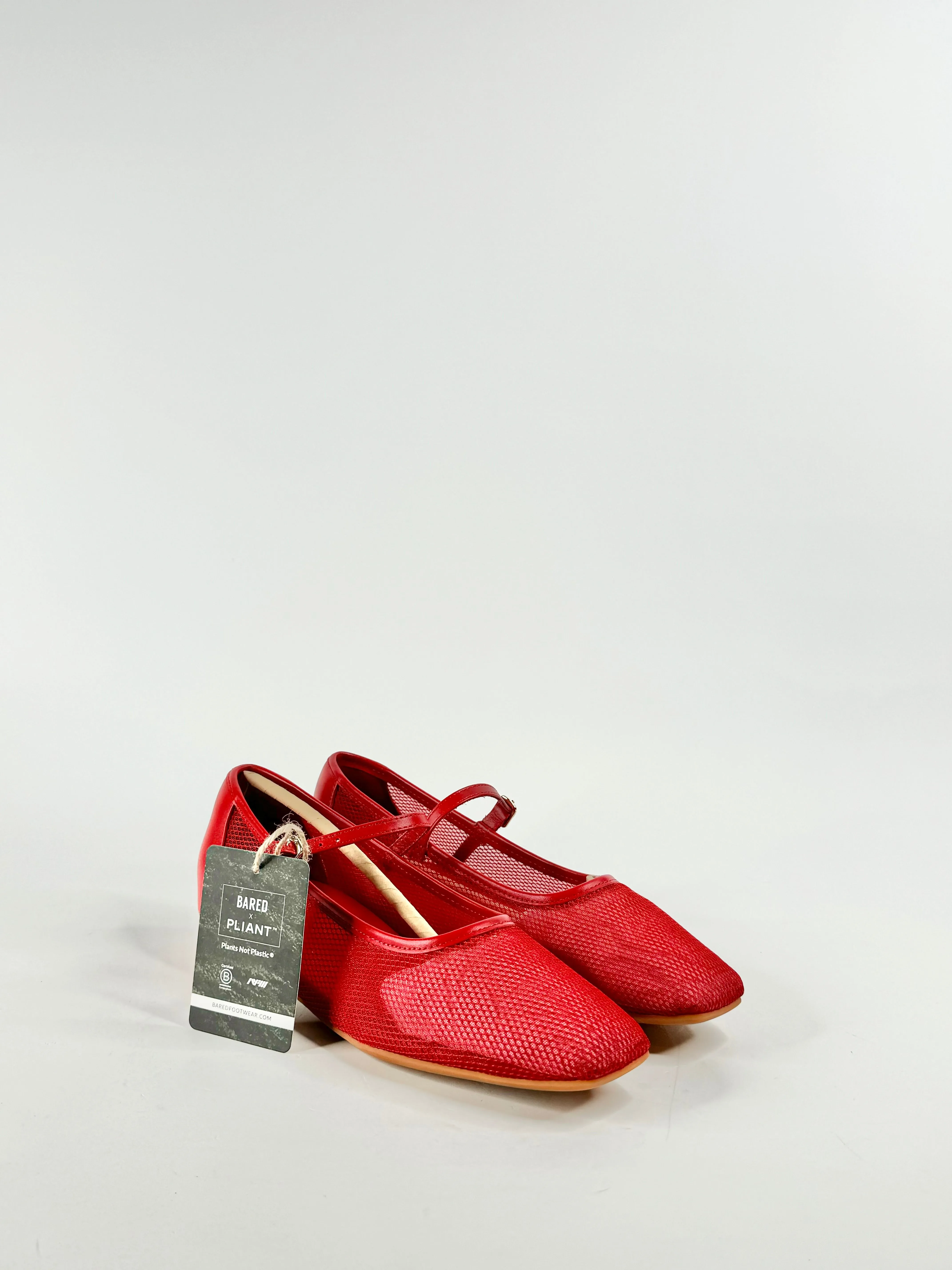 Bared 'Surfbird' Lipstick Red Mesh Ballet Flats NWT- EU38