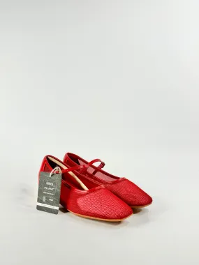 Bared 'Surfbird' Lipstick Red Mesh Ballet Flats NWT- EU38