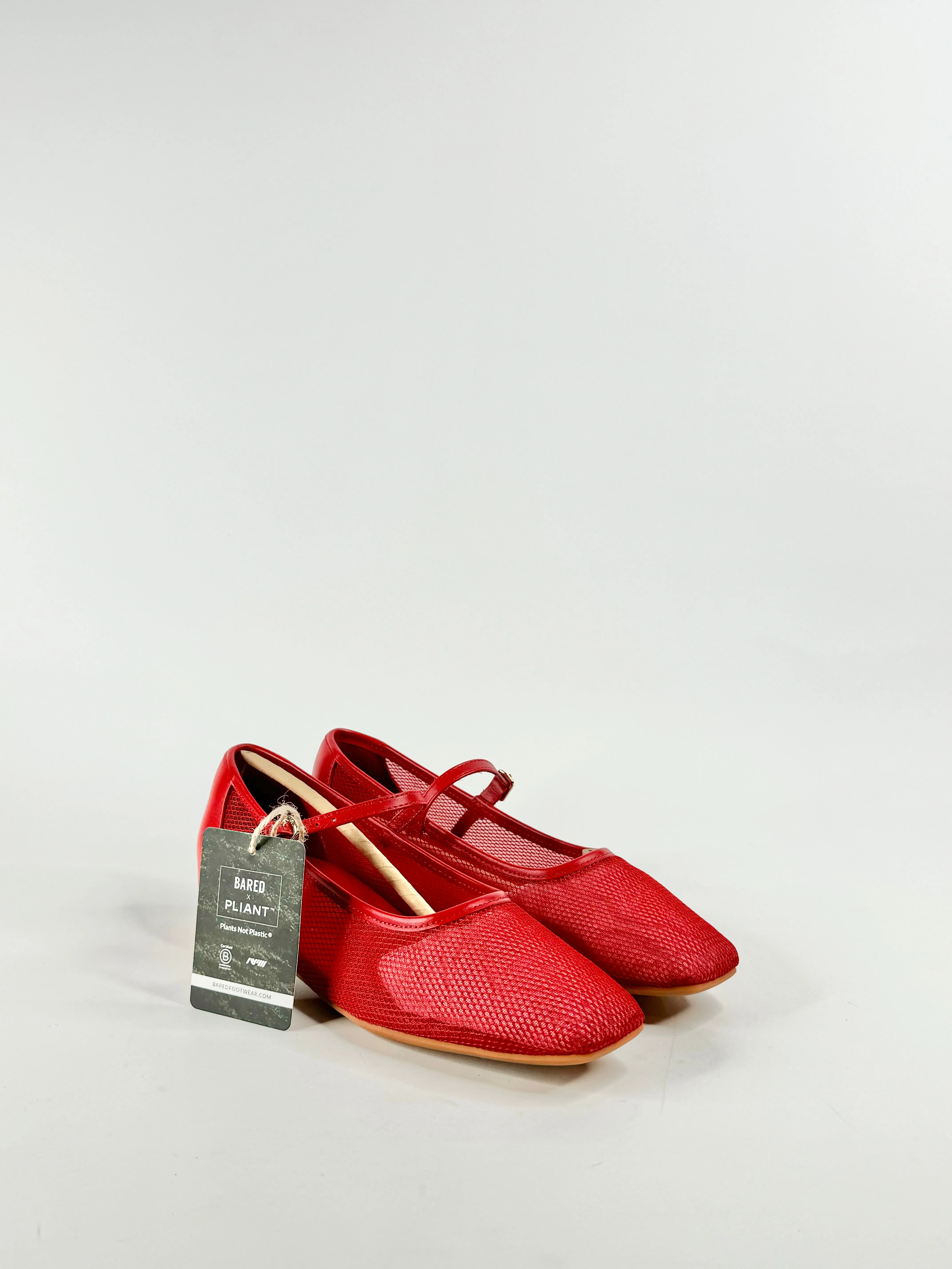 Bared 'Surfbird' Lipstick Red Mesh Ballet Flats NWT- EU38