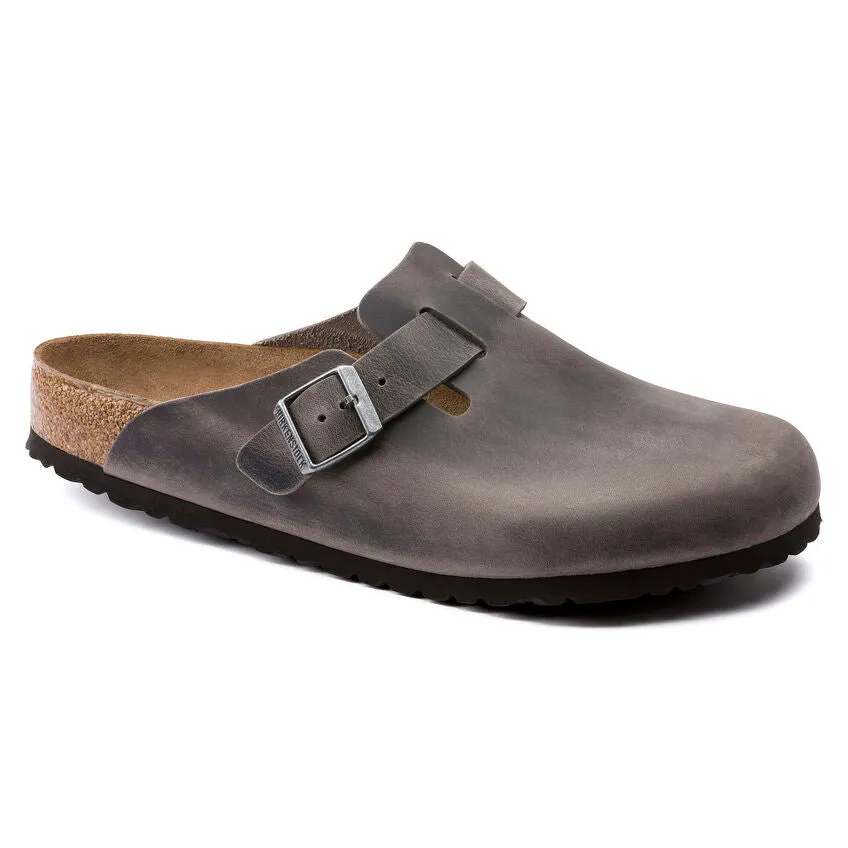 Birkenstock Boston Soft Footbed - Iron Oiled Leather