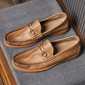 Brown Genuine Leather Casual Loafers