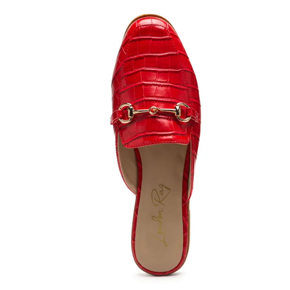 Buckled croc Mules in Red