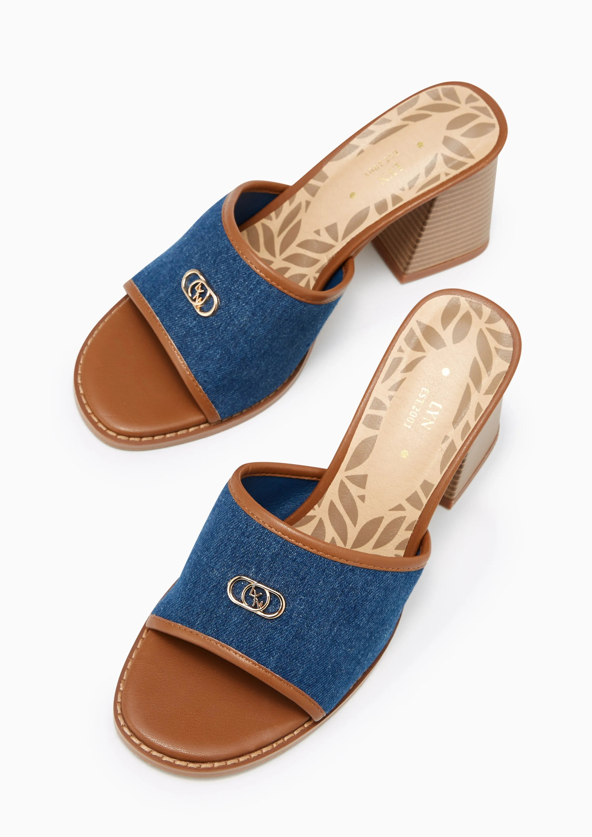 Budd High Heel Mules Blue