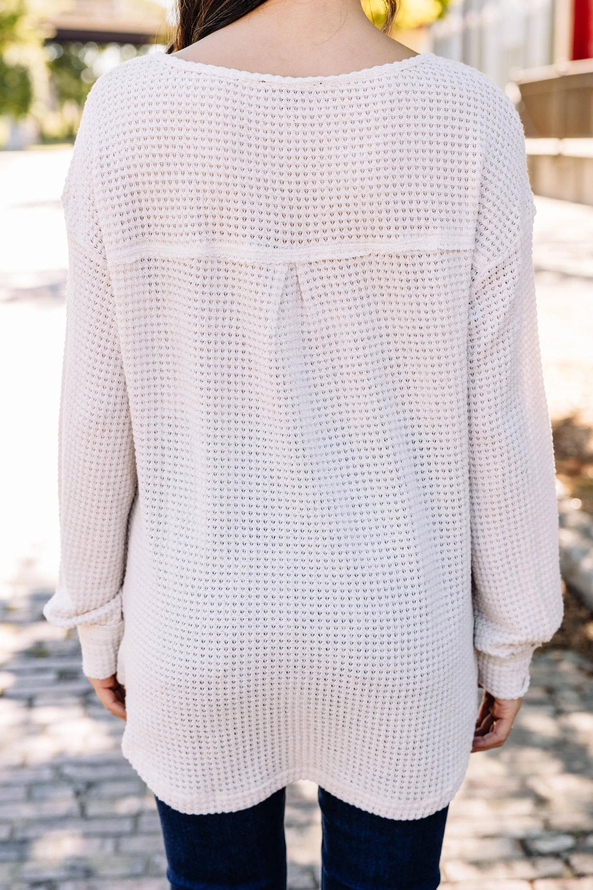 Check On You Sand Brown Waffle Knit Top