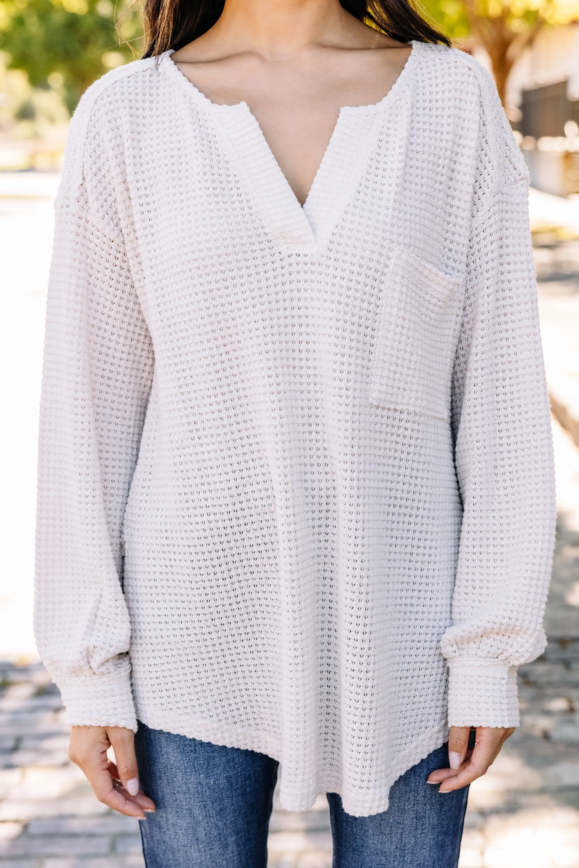 Check On You Sand Brown Waffle Knit Top