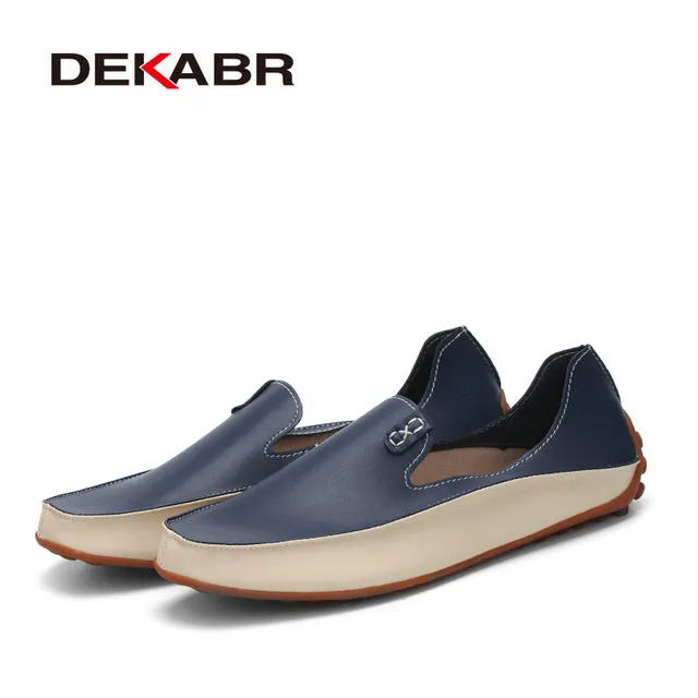 DEKABR Men Casual Flats Fashion Genuine Leather Soft Moccasins Brand Loafers High Quality Breathable Men Shoes Plus Size