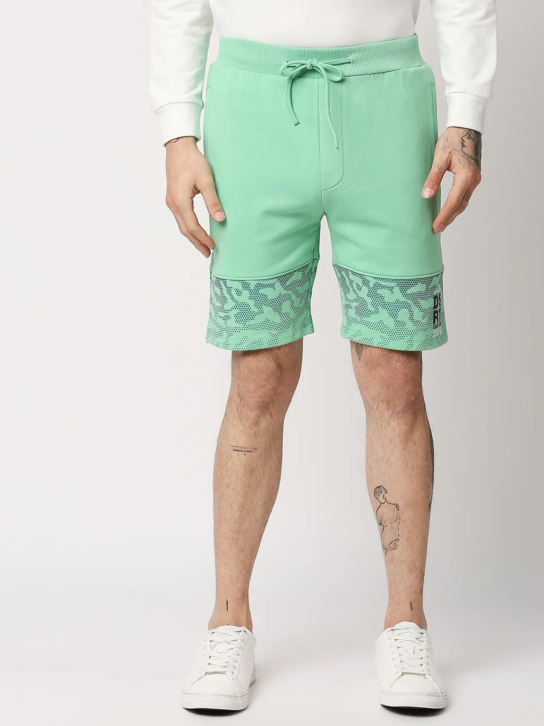 Disrupt Mens Summer Green Camouflage Graphic Print Shorts