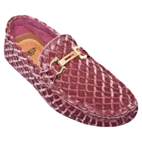 Dusty Rose pink Velvet Men's Loafer Printed Material Men's Driver