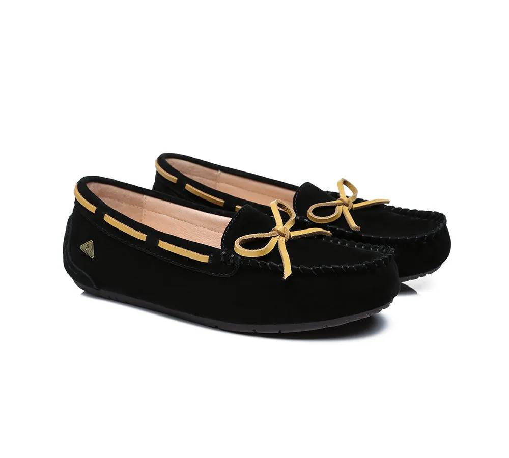 EVERAU® Women Leather Bow Casual Summer Moccasins