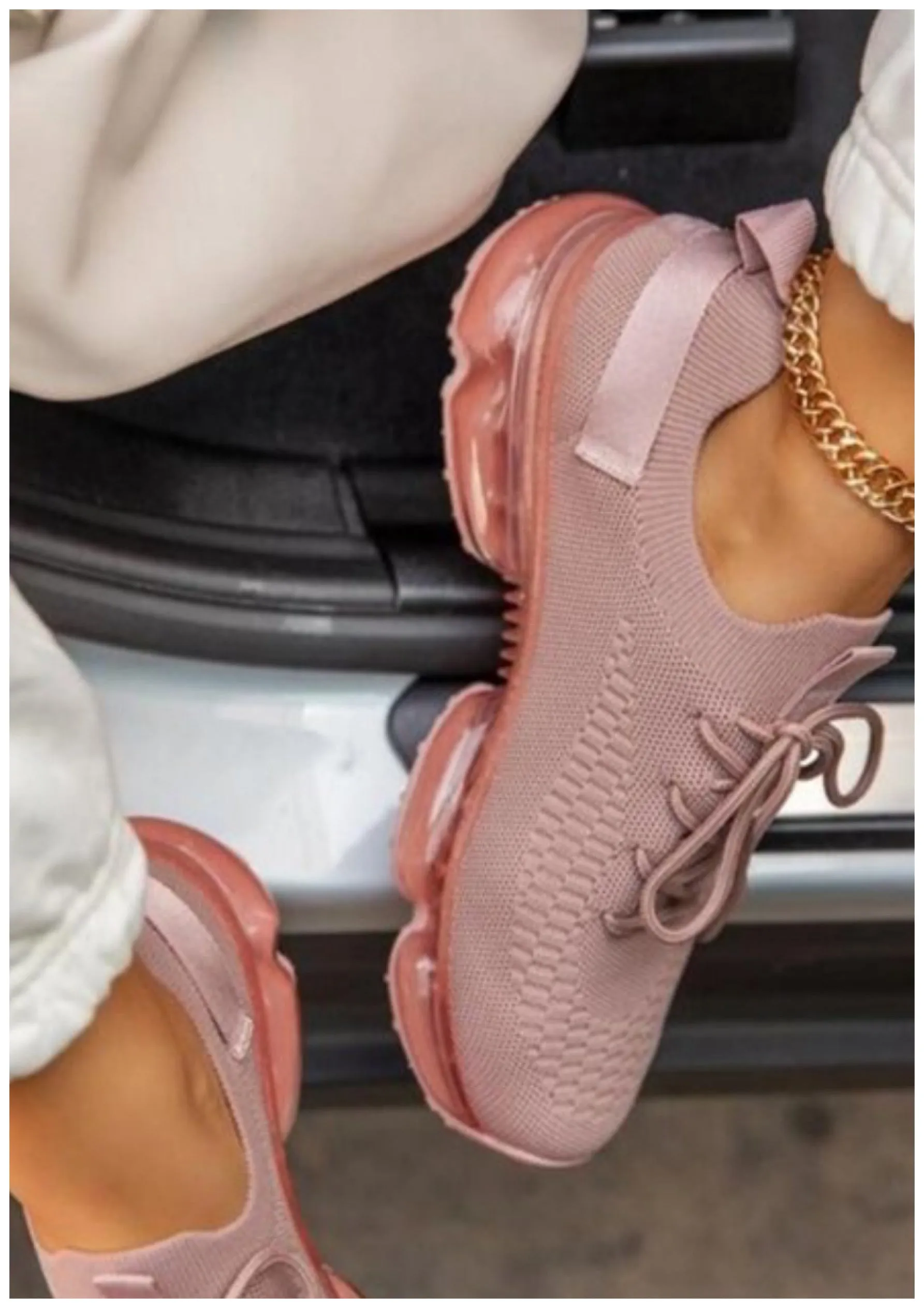 Fantasy Comfy Tie UP Sneaker - (Mauve)