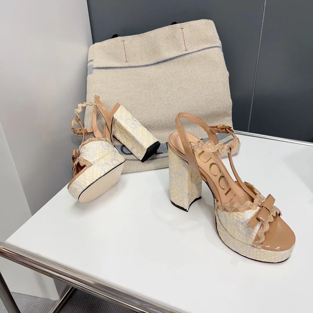 GG 105 HIGH HEEL SANDAL LIGHT BROWN STRAW