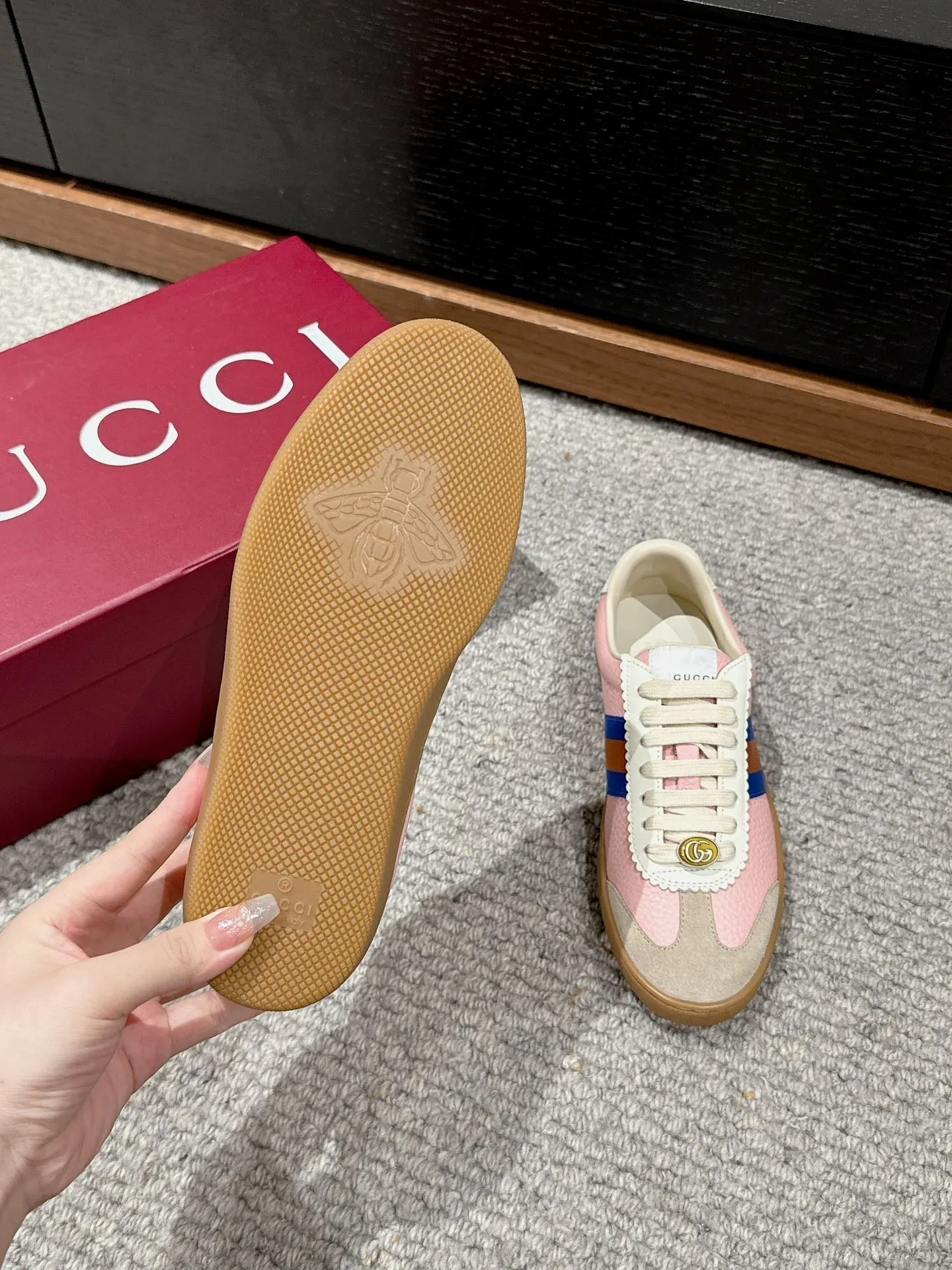 GG & ADIDAS SNEAKER LIGHT PINK CALFSKIN