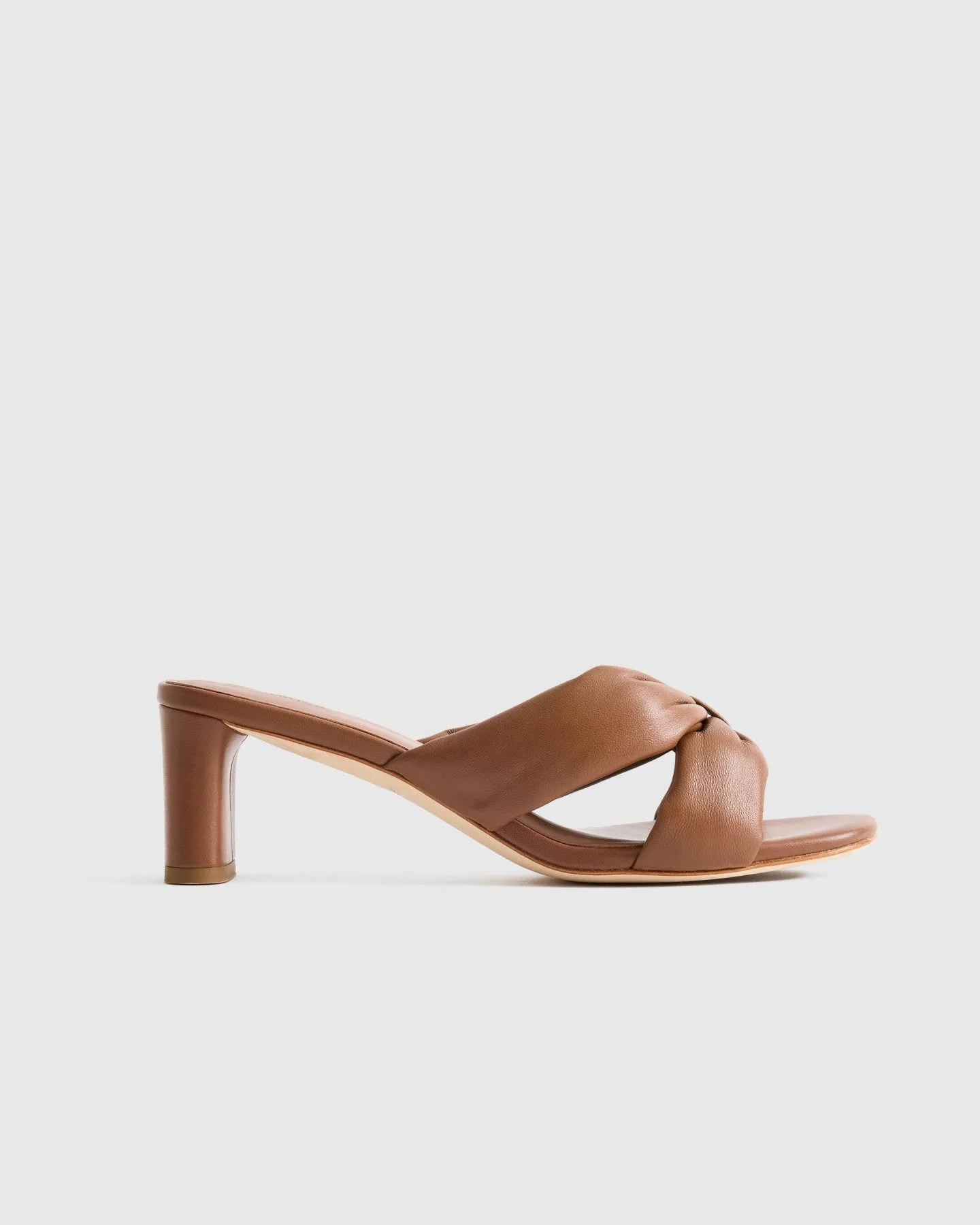 Italian Leather Twist Mid Heel Mule