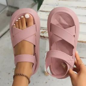 Ladies Fashion Pink Sandals Thickened Elevated Soft Trend Summer Wear