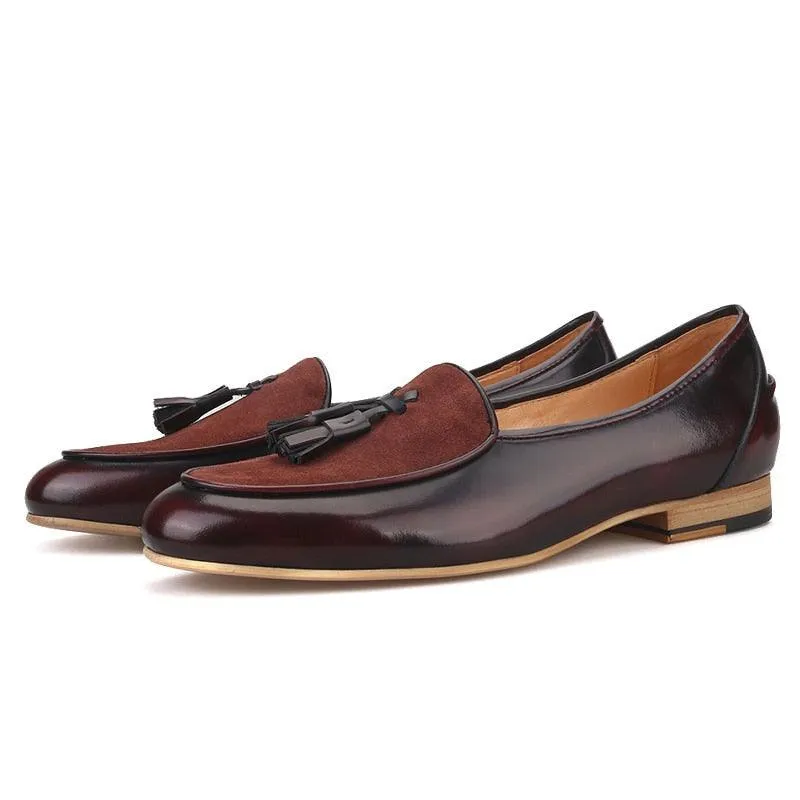 Leather Men Loafers With Tassel - Men Shoes