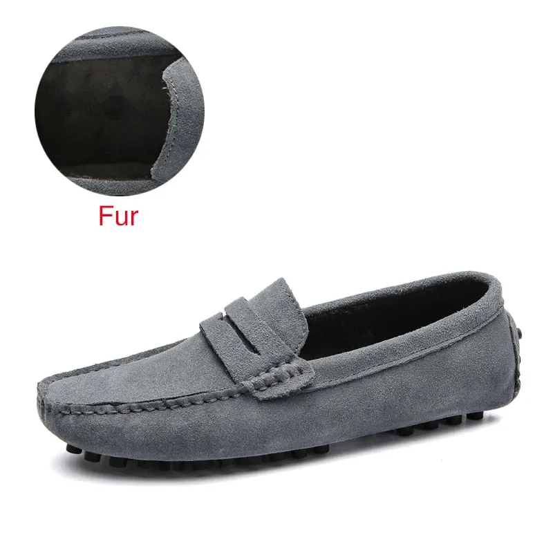 Mens Flat Large Size 49 Men Loafers Soft Moccasins High Quality Spring Autumn Genuine Leather Shoes Men Warm Flats Driving Shoes