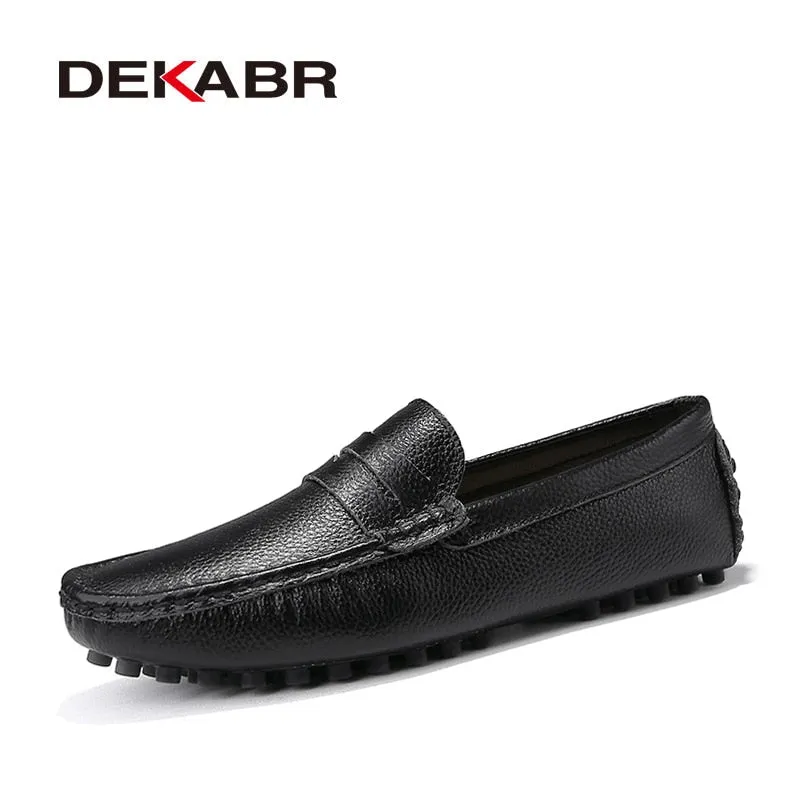 Mens Flat Large Size 49 Men Loafers Soft Moccasins High Quality Spring Autumn Genuine Leather Shoes Men Warm Flats Driving Shoes