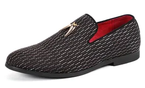 Men's Glitter Rivet Smoking Loafers