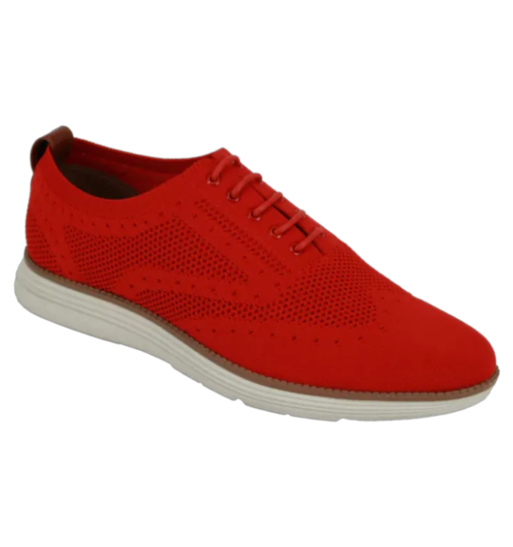 Men's Red Casual Lace-Up Shoes Soft Material Loafer by New York City