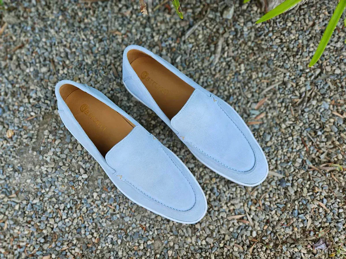 Sky Blue Men's Slip-On Carrucci Suede Loafers