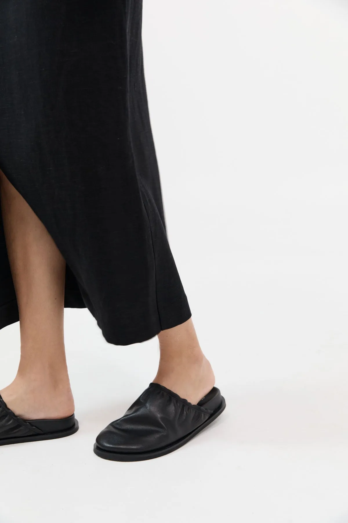 Soft Gathered Mules - Black