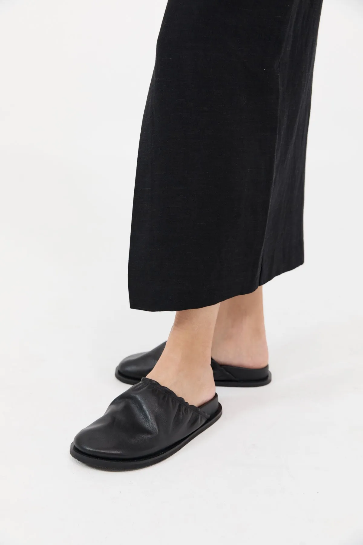 Soft Gathered Mules - Black