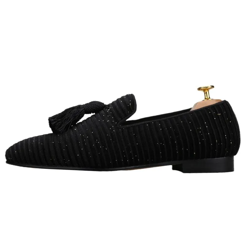 Striped Men Loafers With Tassel - Men Shoes