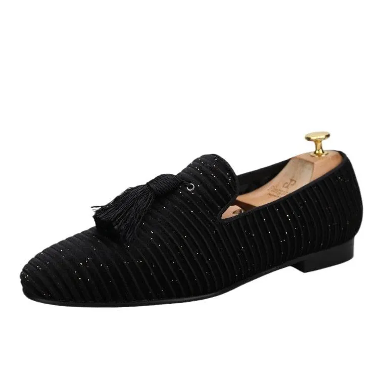 Striped Men Loafers With Tassel - Men Shoes