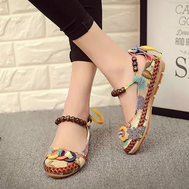 Women's Summer Ethnic Style Lacing Loafers