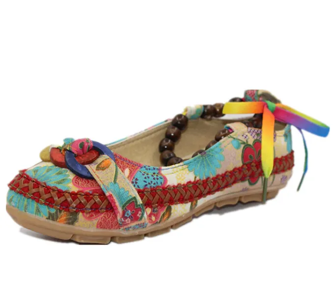 Women's Summer Ethnic Style Lacing Loafers