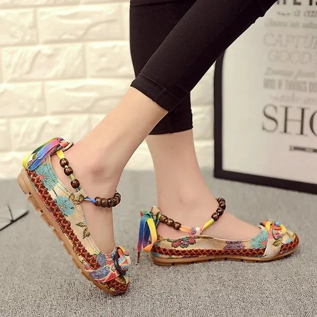 Women's Summer Ethnic Style Lacing Loafers